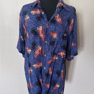 Vintage Blue Casual Button Down Shirt